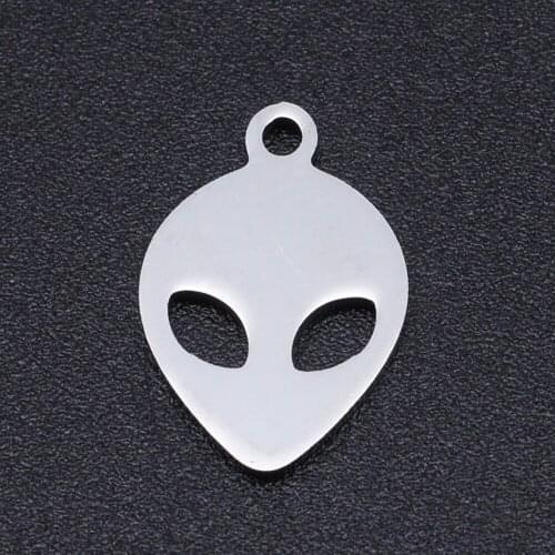 European And American Popular, Stainless Steel Accessories DIY Laser Cut Titanium Steel Alien Fashion Female Pendant