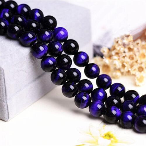RONGQING 1String Purple Tiger Eye Stone Beads for Bracelet 6/8/10/12mm/14mm Round Jewelry Beads