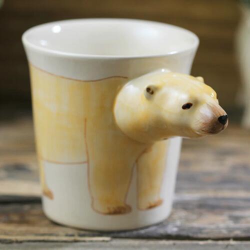 Hand drawn animal mugs Creative polar bear ceramic cups Coffee mugs Cartoon gift cups cute mug