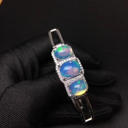 The best gift for engagement Opal Bangle 925 sterling silver Fashion Opal Bangle
