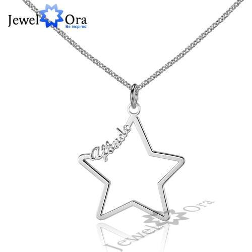 DIY Name 3 Color Hollow Star Personalized 925 Sterling Silver Name Necklace Best Christmas Gift With Box (JewelOra NE101583)