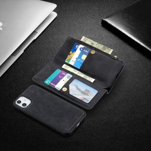 Removable Back Case For iPhone 12 11 Pro Max 6 6S 8 7 Plus SE 2020 Wallet Leather Phone Case For iPhone XS Max X XR Flip Cover