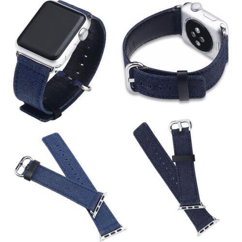 Blue Denim Jean Watch Band for Apple Watch Series 5 4 3 2 1 Strap for iWatch Wristbands Cowboy Fabric Bracelet 42/44mm 38/40mm