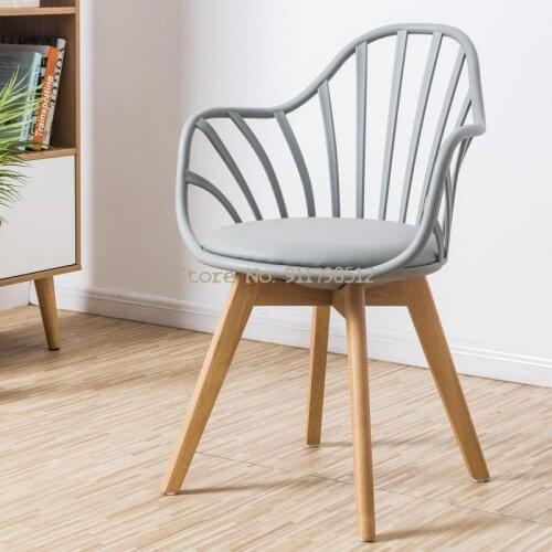 Nordic ins chair net red princess makeup chair black and white solid wood hollow plastic household simple single dining chair