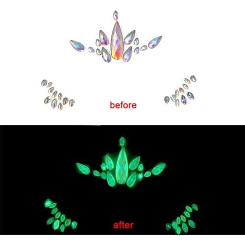 Luminous Headpiece Forehead Sticker Glitter Gems Hair Face Body Shining Temporary Jewelry Accessories Festival Dress Up W0YA