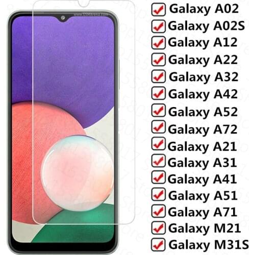 Protective Glass On For Samsung Galaxy A02 A12 A22 A32 A42 A52 A72 5G A21 A31 A41 A51 A71 M12 M21Tempered Glass Screen Film