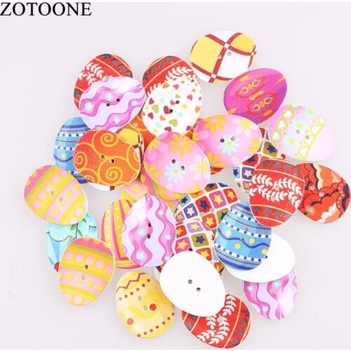 ZOTOONE 100pcs Colorful Mix Design Fashion Eggs Wooden Buttons Easter Eggs Painting 2 Hole Fit Sewing DIY Scrapbooking Craft D