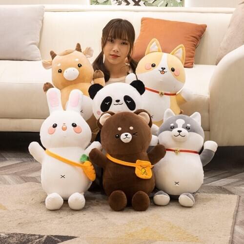1pc 50cm kawaii Animal Teddy Bear Rabbit Husky Shiba Inu Plush Toys Cartoon Stuffed Soft Hand Warmer Panda Pillow for Girls Gift
