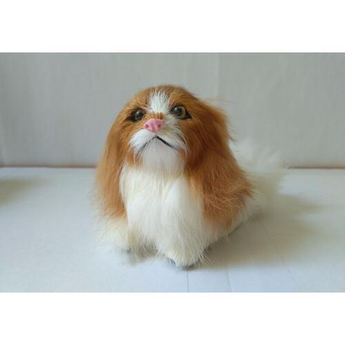 11x7x8cm simulation white puppy dog with yellow ears model toy polyethylene&furs dog handicraft,home decoration toy d2710