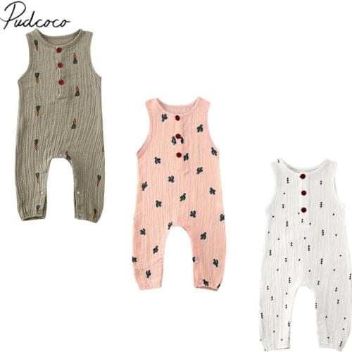 2020 Baby Summer Clothing Newborn Toddler Kid Baby Girl Clothes Ruffle Romper Sleeveless Cotton Linen Jumpsuit Outfits Sunsuit