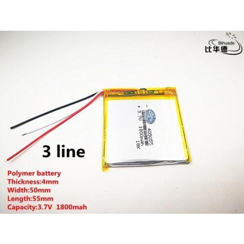 5pcs/lot 3 line Good Qulity 3.7V,1800mAH,405055 Polymer lithium ion / Li-ion battery for TOY,POWER BANK,GPS,mp3,mp4