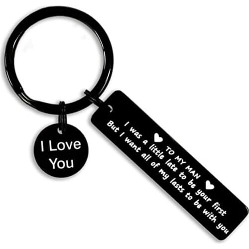 Love Keychain for Boyfriend Husband Key Chain To My Man I Love You Black Men Key Ring Valentines Day Wedding Gifts