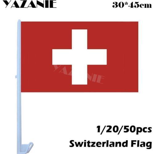 YAZANIE 30*45cm 1/20/50pcs Switzerland Window Car Flags and Banners World Sports Logo Decorative Outdoor Flag Hanging Banner