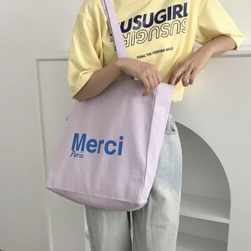 Hylhexyr Womens Hand Carrying Shoulder Bag Canvas Shopping Bags Female Large Capacity Color Letters Tote Bag Student Handbag