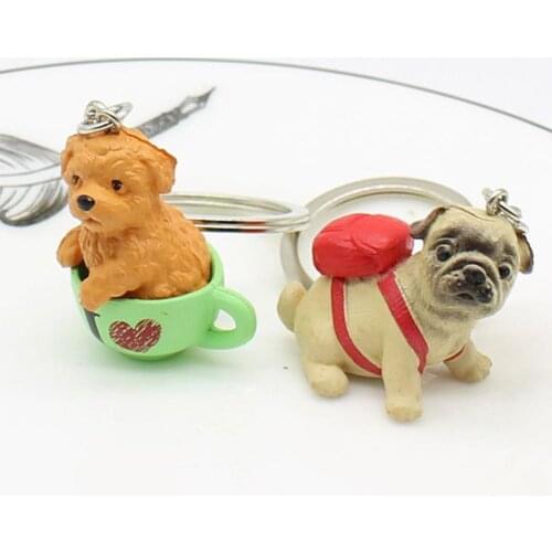 Simulation Dog Keychain Interesting Puppy Shape Resin Kids Women Girls Key Ring Cute Keyring Bag Wallets Pendant Jewelry Decor