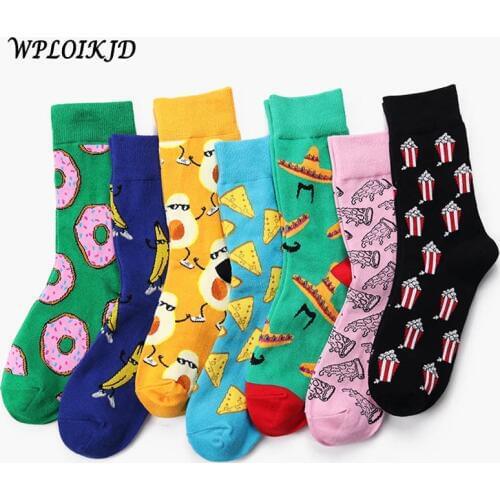 [WPLOIKJD]Classic Skateboard Crew Socks Men Novelty Avocado Sushi Pizza Funny Socks Harajuku Calcetines Hombre Hip Hop Happy