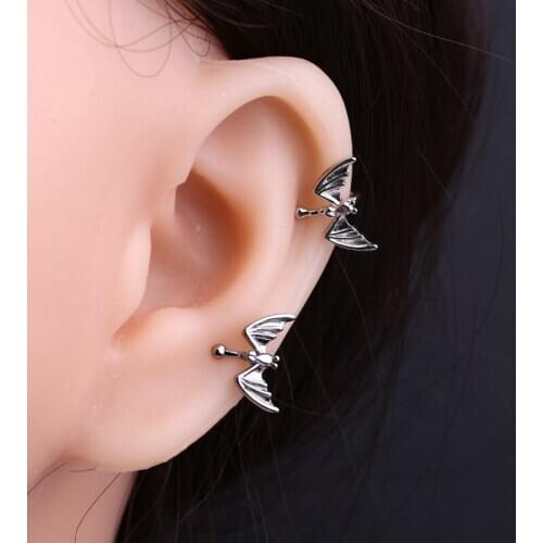 UNNAIER bat ear bone clip female senior sense no pierced painless ear clip earrings 2020 new punk animal personality trend