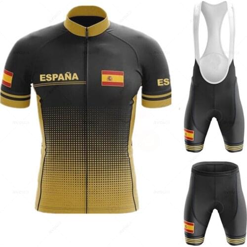 New Fashion Spain Ropa Ciclismo Jersey Bib Shorts Set Mountain Bike Set Bike Tights Triathlon Cycling Clothing Bike Uniform