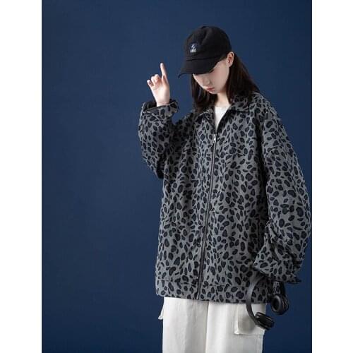 Mens Jacket Autumn New Men and Woman Leopard Jacket Coat Fashion Designer Mens Corduroy Loose Jacket Unisex clothes