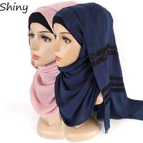 Shimmer Ladies Fashion Scarf Wraps Plain Viscose Shawl Winter Bling Zig Zag Stripe Wrap Hijabs Muslim Sjaal Wholesale