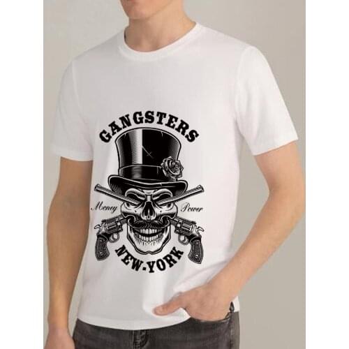 New Mens Fashion Street T-shirt Magician Skull Pattern Print Commuter T-shirt Casual Simple O-neck Soft Breathable Mens Top