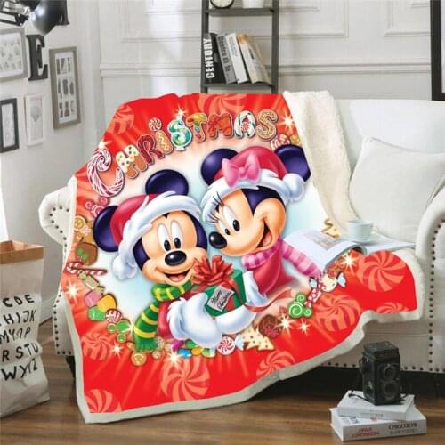 Cartoon Disney Blanket Plush for Kids Adults Mickey Minnie Print Sherpa Fleece Bedspread Blanket Christmas Grift