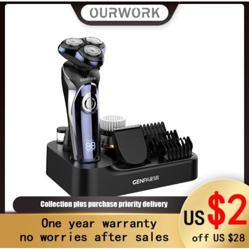4-in-1 Mens Digital LCD Display Multi-Function Electric Shaver Set Wireless USB Haircut Face Wash And Nose Hair Trimmer