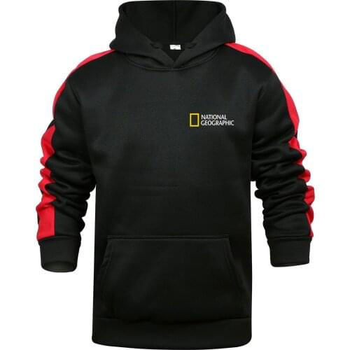 Autumn and winter mens new polar fleece striped pullover sweater National Geographic magazine street Harajuku style mens casua