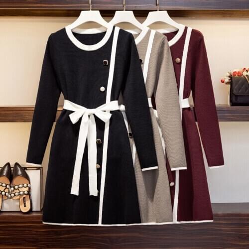 EHQAXIN 2021 New Womens Long Sleeve Dress Round Neck Shirt Fashion Casual Long Retro Tops