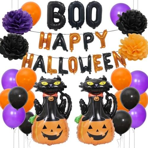 New Halloween Party Decoration Foil Witch Bat Horror Balloons Suit Pumpkin Ghost Halloween Evening Decorations for Home Supplies