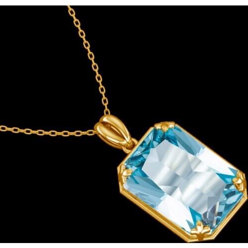 100% Authentic 925 Sterling Silve Pendant Necklace Silver 925 Jewelry For Women Punk Aquamarine 14K Gold Pendants Without Chain