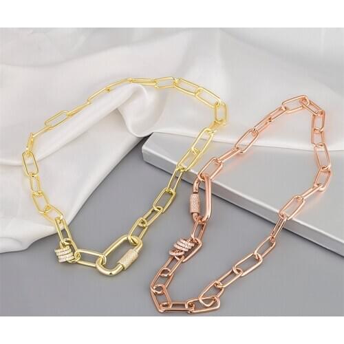 Individuality Lock Design Can Open Pendant Necklace with Cubic Zirconia Women Jewelry Exaggeration Chunky Choker Gifts