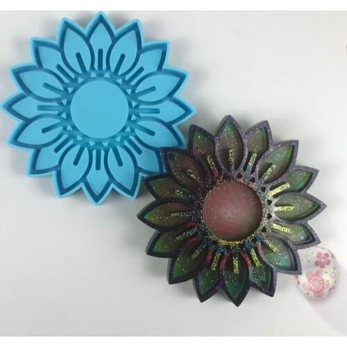 Sunflower Coaster Candle Holder Silicone Mold for DIY crystal Epoxy Flower Shape Storage Tray Resin Mold Home Making Tools for r