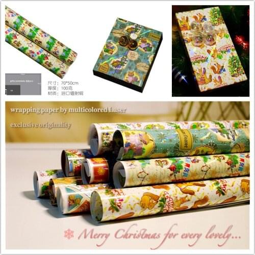 Christmas Craft Paper Wrapping Paper Gift Present Rainbow film Wrap Decorative Xmas Party Roll Papel De Parede Wrapping Paper