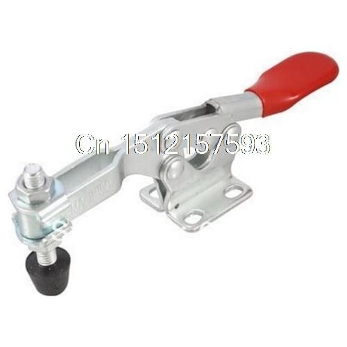 225D Red Plastic Covered Handle Metal 227Kg 500 Lbs Horizontal Toggle Clamp Clamper Hand Tool Capacity Holding Flange Base