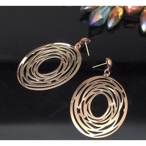 Simple Design Hollow oval Metal Dangle Earrings For Women Jewelry Alloy Big Earring Christmas Accessories gift UKMOC