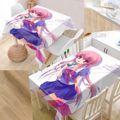 Custom Mirai Nikki Anime Girl Tablecloth Kitchen Dining Table Merry Christmas Rectangular Party Table Covers Home Office Gift