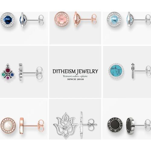 Light of Luna Rose Gold Stud Earrings, 2018 New Zirconia Fashion Jewelry 925 Sterling Silver Romantic Gift For Women Girls Lover