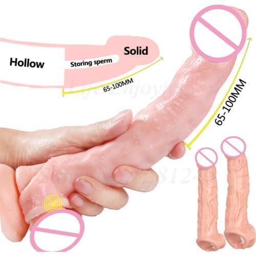 Extra Long Penis Sleeve Penis Extender Cock Rings Enlargement Reusable Condoms For Men Silicone Dildo Delay Ejaculation Sex Toys