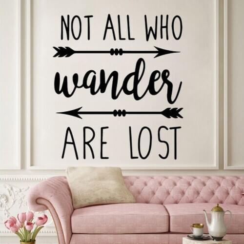 Swiss Quotes Decal NOT ALL WHO Wandes are Lost Vinyl Wall Decals Home Decor For Living Room Vinyl Removable Ru-333