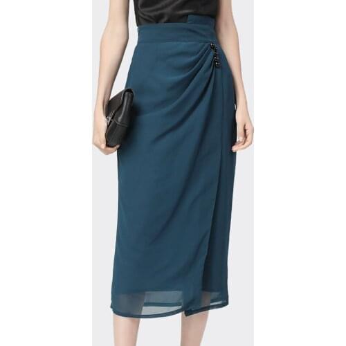 Mid-Length Women Chiffon Skirt High Waist Slim A-line Summer Wrapped Skirts