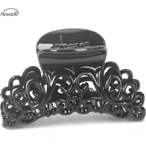 Women Lady Plastic Black Hollow Hair Crab Clamp Grasp Claws Clip Fashion Headwear Hairpins Headdress Hairpiece Hair Accessories