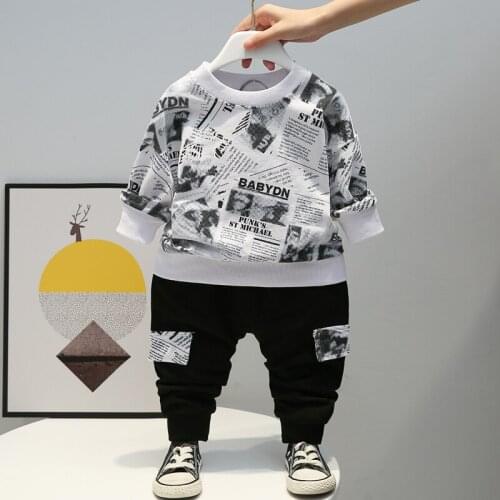 0-5 Years Spring Autumn Boys/Girls Clothing Set Fashion Cartoon Letter Cotton Shirt + Pant Children Toddler Casual Sports Outfit