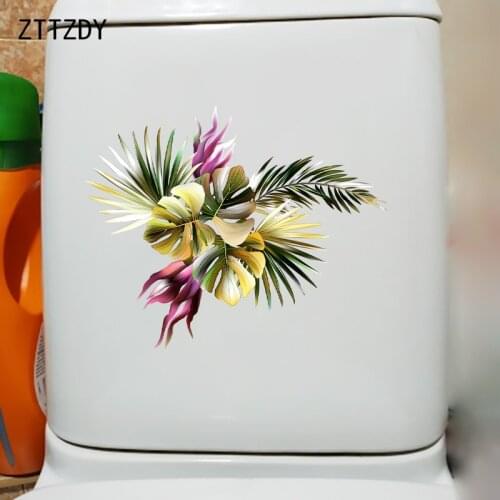 ZTTZDY 24.5×19.8CM Colorful Tropical Plants Art Living Room Wall Decoration Toilet Stickers Home Accessories T6-0166