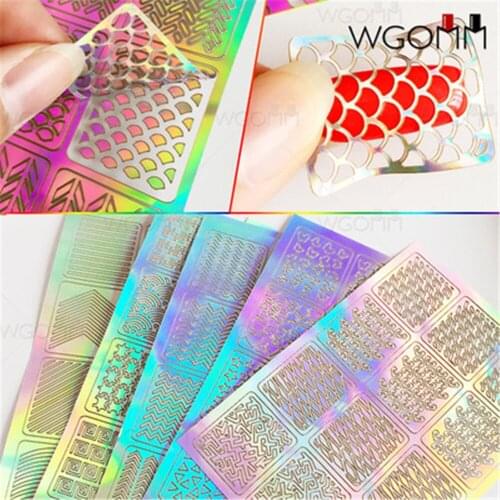 1pc GISLAN DIY Nail Art Hollow 3D Laser Sticker Stencil Gel Polish Self-adhesive Manicure Sticker Nail Art Accessory