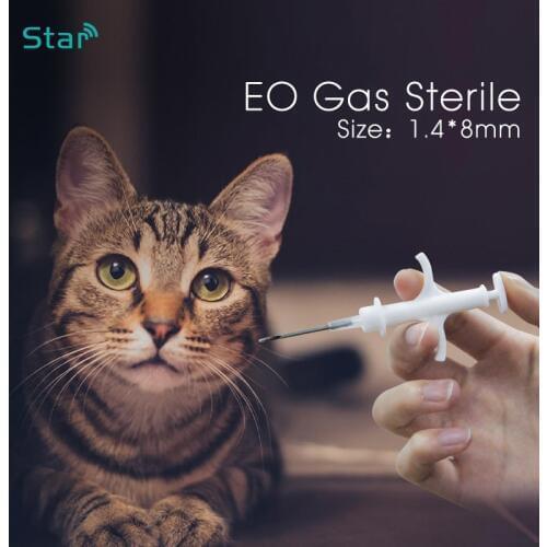 100pcs) 134.2KHz animal rfid microchip pet mini syringe ISO 11784/11785 FDX-B RFID injector 8mm microchip pet for dog cat fish