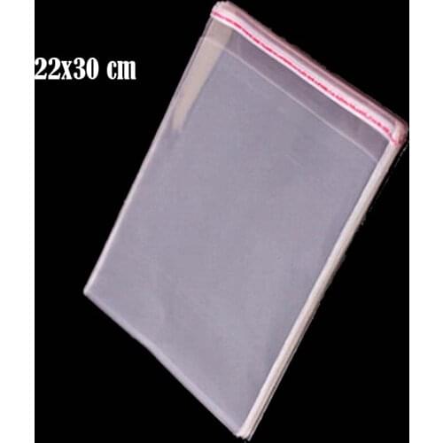 100 Pcs Crystal Clear Poly Bag 22x30cm+4cm OPP Plastic Packaging Bags For A4 Paper