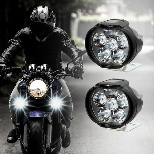 2 PCS/Pair Universal Car Motorcycle Headlight Spot Fog Lights 6 LED Front Head Lamp 12V 10W IP 65