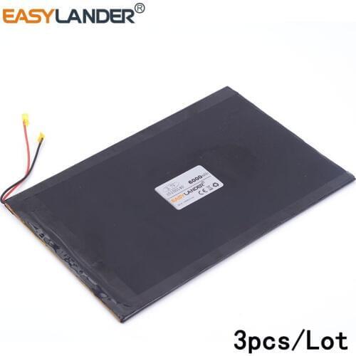 3pcs/Lot 3.7 V 6000mAH 35100140 lithium Li ion polymer rechargeable battery for GPS Aoson M19 M19 3G Tablet PC 3.5*100*140mm