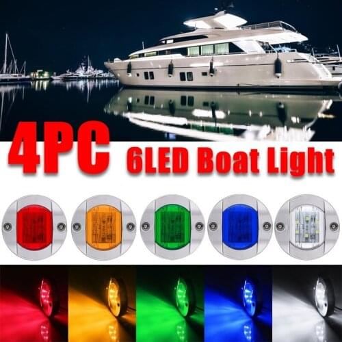 4/2PC DC 12V Marine Boat Transom LED Stern Light Round Cold White LED Tail Lamp Yacht Accessory Blue/ White/Red/Green/ Yellow